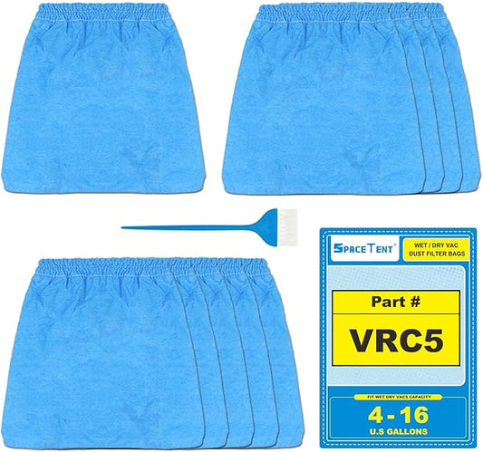 SpaceTent 10 Pack VRC5 Cloth Filters for Most Vacmaster 4 to 16 Gallon Wet/Dry Vacuums.