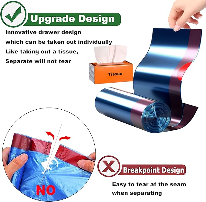 Small Trash Bags 2.6-6 Gallon Thicken Drawstring Trash Bags 4 Gallon Extra Strong Small Garbage Bags Unscented Wastebasket Liners Bags for Kitchen,Bathroom,Office,Home Trash Can 5 Color(80Counts)