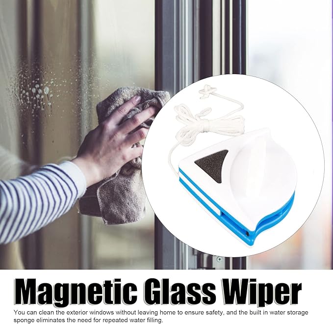 Universal Glass Cleaning Tool 20 30mm Magnetic Window Cleaner High Exterior Window Glass Cleaner Double Sided Strong Magnetic Window Cleaner Safe and Anti Falling (3-8mm)