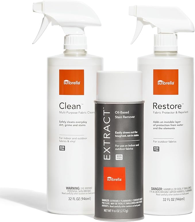 Sunbrella Total Care Kit | Clean, Protect & Restore Fabric & Upholstery | Fabric Cleaner, Stain Remover, and Protector Bundle | 32 fl oz / 9.6 fl oz