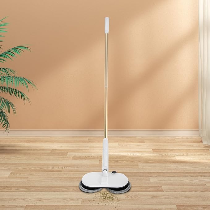 Electric Mop, Cordless Spin Floor Mop with LED Headlights, 60 Mins Spin Power Scrubber Tool, Rechargeable Floor Cleaner for Hardwood and Tile Floors