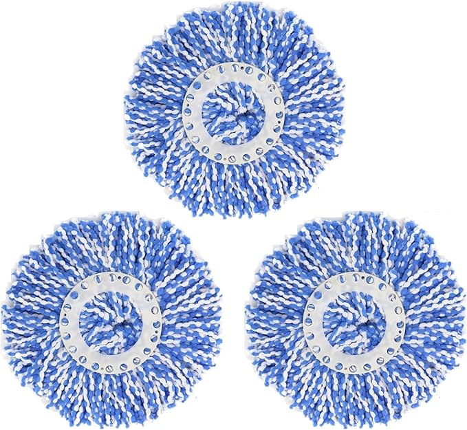 3 Pack 360° Spin Magic Mop Replacement Head, Round Shape Standard Size Microfiber Mop Head Refills for Hurrica Mopnado EGOFLEX Hapinnex Casabella and Other Brands