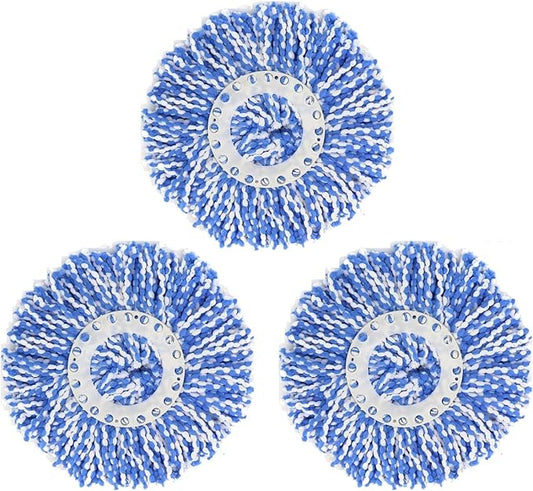 3 Pack 360° Spin Magic Mop Replacement Head, Round Shape Standard Size Microfiber Mop Head Refills for Hurrica Mopnado EGOFLEX Hapinnex Casabella and Other Brands