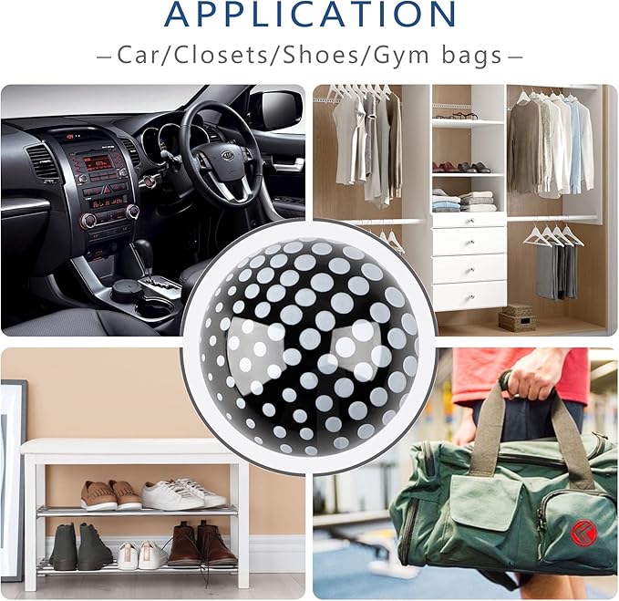 Knixmax Sneaker Deodorizer Shoe Freshener Balls, Gym Bags Lockers Car Air Fresheners, Boot Deodorant Balls Odor Eater Shoe Deodorizers 6 Packs Fresh Linen Black White