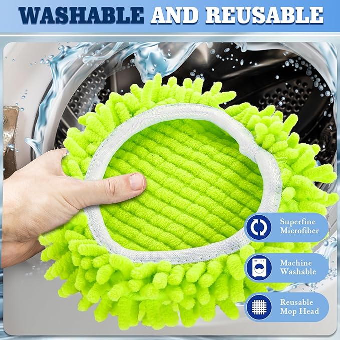 Wa.IE JiemiMicrofiber Spin Mop Refills Head Compatible for EasyWring 1-Tank System (6-Pack Set: Includes 1 Mop Scrub Brush + 1 Mop Base + 4 Pack Cleaning Floor Mop Head)