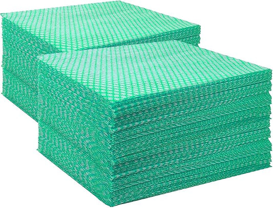 Disposable Dish Cloths Heavy Duty Disposable Cleaning Cloths for Kitchen Multi-Purpose Green Dish Rags 100 Count/Pack