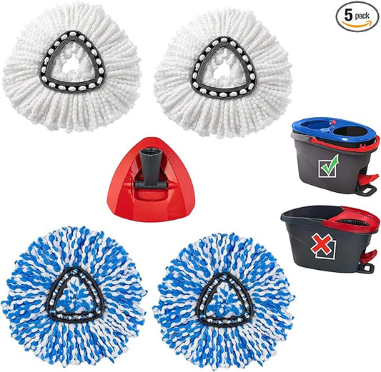 O-Cedar Mop Head Replacement – 4 Pcs Durable and Machine Washable Mop Heads Replacements with Triangle Spin Mop Replacement Head Base – Compatible with O-Cedar Mop, O-Cedar Spin Mop, & Ocedar Mop Head