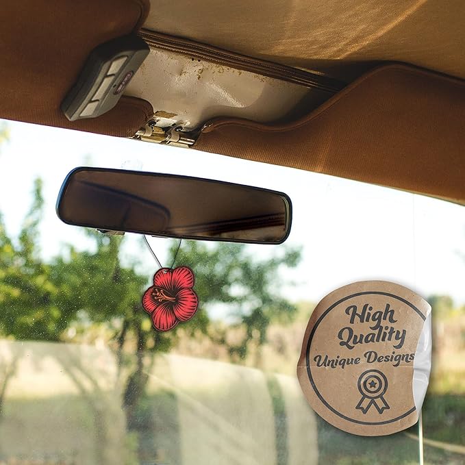 Fresh Fresheners Cute Funny and Aesthetic Car Air Fresheners 4-pack Scented With Premium Oils (Hibiscus Flower)