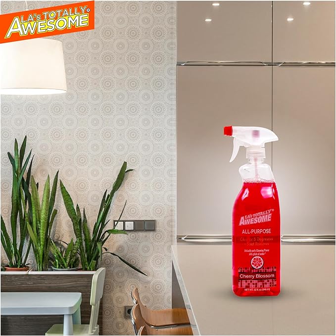 La's Totally Awesome All-Purpose Cleaner Spray, Cherry Blossom, Plant-Based and Biodegradable Formula Perfect for Most Counters, Sinks, Appliances and More, 32 Fl Oz, (Pack of 6)