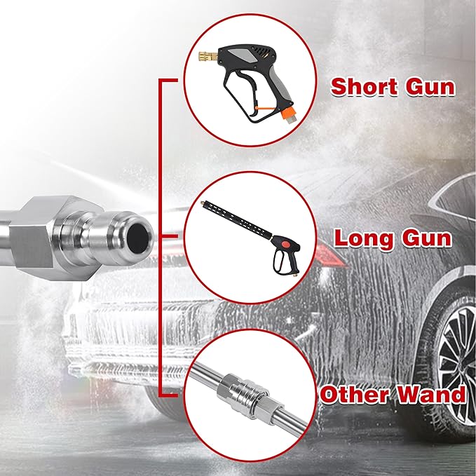 120" Pressure Washer Extension Wand, Power Washer Extension Pole with 5 Nozzle Tips - Pressure Washer Lance Wands 4000 PSI, Curved Gutter Cleaner Attachment, 1/4" Quick Connect for High-Reach