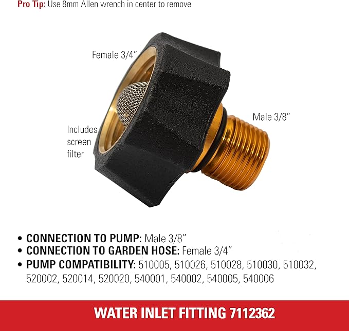 Simpson Cleaning 7112362 Water Inlet Fitting for Multiple Pressure Washer Pumps
