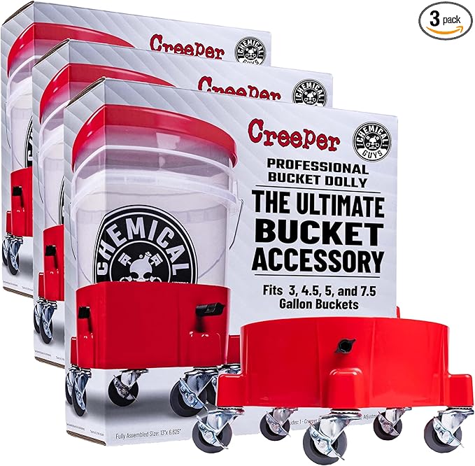 Chemical Guys ‎ACC1001R Creeper Rolling Bucket Dolly for Car Washing, Detailing, Garage & More (Pack of 3)
