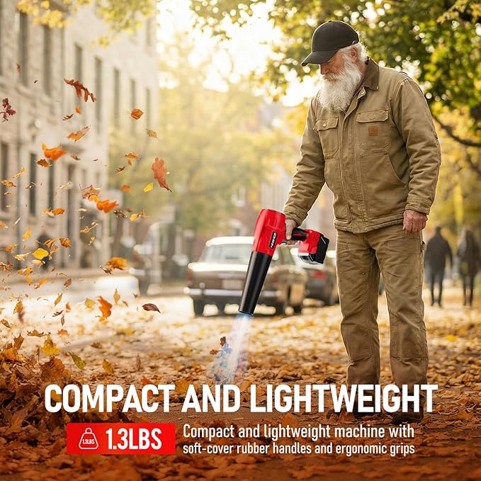 Cordless Leaf Blower Milwaukee M18 18V Battery,580000RPM Turbo Jet Blower with 4 Nozzles, Lightweight Handheld Blower for Patio, Lawn, Yard, Leaves, Dust, Garage & Snow Cleaning (No Battery)