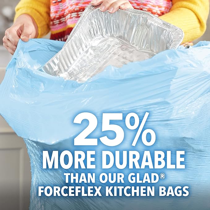 Glad Trash Bags, 13 Gallon, 34 Count (Pack of 2) | ForceFlex MaxStrength | Tall Kitchen Drawstring | Beachside Breeze Scent