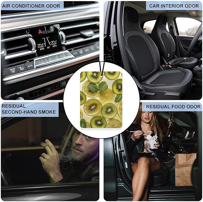 5 PCS Car Air Fresheners Hanging Fragrance Scented Cards Sliced Lemon And Kiwi in Drink Car Aromatherapy Tablets for Car Wardrobe Shoe Cabinet Eliminate Odors Card