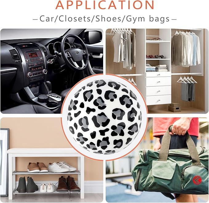 Knixmax Sneaker Deodorizer Shoe Freshener Balls, Boot Odor Eater Deodorizing Ball Sneaker Deodorants, Gym Bags Lockers Car Air Fresheners, 6 Packs Fresh Linen Leopard