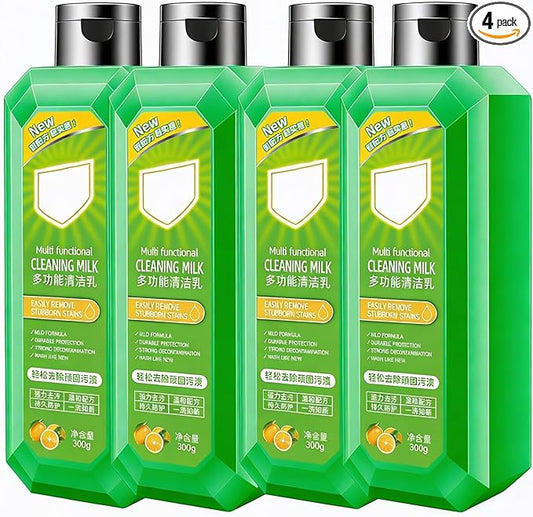 Cleaning Milk House Cleaner - 10.6 oz All Purpose Cleaner with Concentrated Formula & Fresh Lemon Scent, Safe & Powerful Multifunctional Cleansing Milk for Kitchen, Bathroom, and Home Surfaces (4, M)