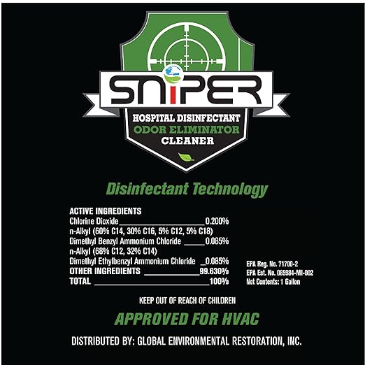 SNiPER Hospital Disinfectant, Odor Eliminator & All-Purpose Cleaner, 16 Ounce Spray, 2-Pack
