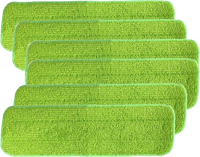 sky-w Microfiber Cleaning Replacement Mop Pads, Suitable for Spray Mop and Terrace Mop (Pack of 6, Green)