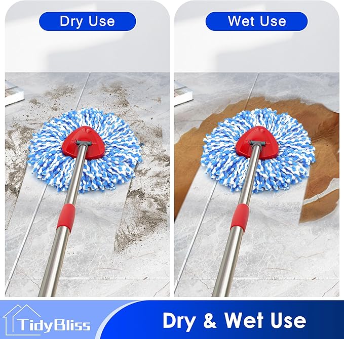 Spin Mop Head Replacement Compatible with O Cedar Triangle Swivel Mops, 6 Pack Microfiber Spin Mop Refills Replace Head Cleaning Floors for O-Cedar RinseClean 2 Tank System