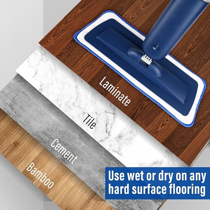 PowerMop for Floor Cleaning with 3 Washable Pads - Wet Dry Microfiber Mop with 720 ml Refillable Bottle for Kitchen Wood Floor Hardwood Laminate Ceramic Tiles Floors Dust Cleaning