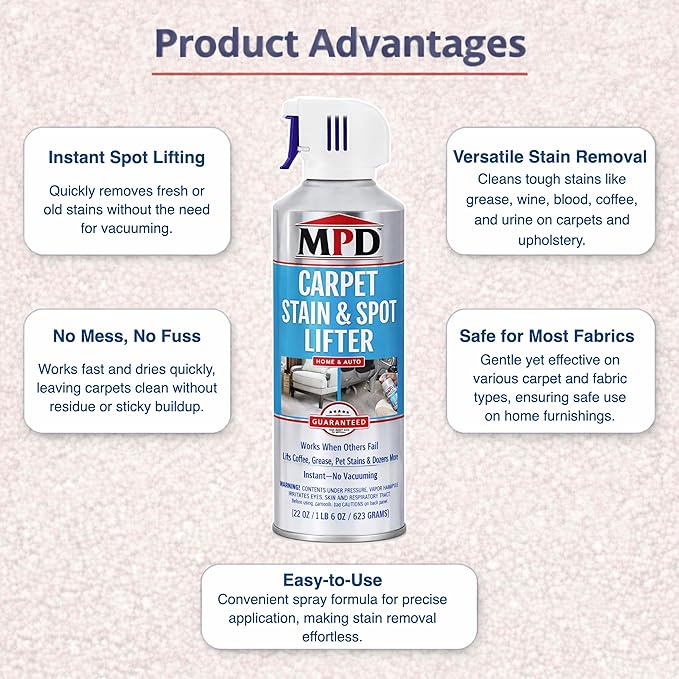 MPD Cobalt Charm Carpet Stain & Spot Lifter – 22 oz Aerosol | Instant Stain Removal for Oil, Water-Based Stains, Grease, Coffee, Wine, Blood, Urine & More (1 Pack)