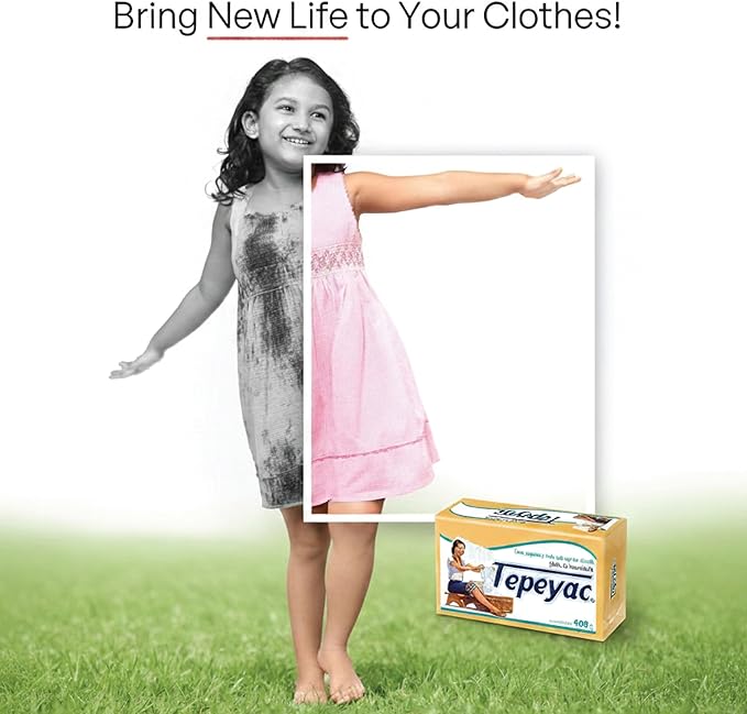 Tepeyac Biodegradable Yellow Laundry Bar and Tough Stain Remover, For all Fabric Types - Fresh Scent 400 g