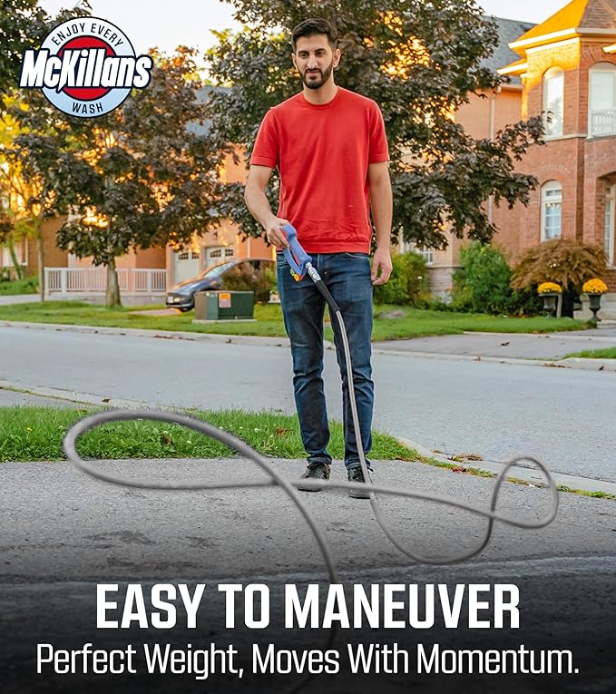 McKillans® Pressure Washer Hose 50 ft - Flexible & Kink-resistant - Steel-Braided & Durable- M22-14mm Stainless Steel Plug - Power Washer Hose - High Pressure 1/4" Inner Diameter - Long 50 ft Reach