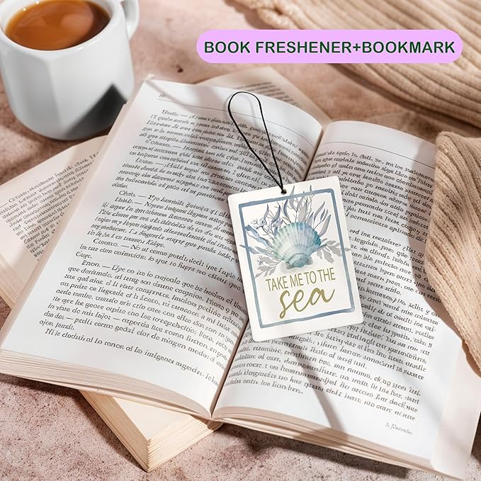 Retro Blue Beach Car Air Freshener, Coastal Seashell Starfish Beachy Air Freshener Hanging 3 Pcs for Cars Closet Drawer or Books, Blue Preppy Beach Car Accessories Mirror Decor for Women