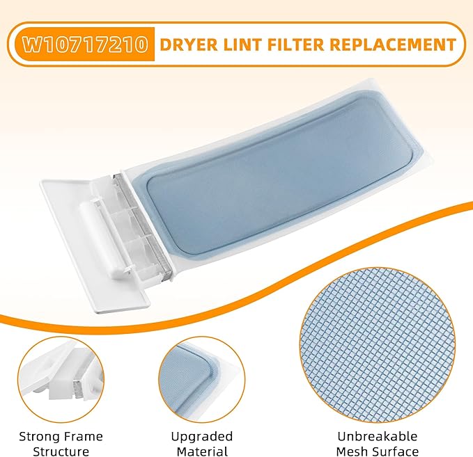 AMI PARTS W10717210 W11522758 Dryer Lint Filter Case Screen Replacement Parts Fit for whirl-pool, ken-more - Repalce 348846, 348851, 689465, 8557857, 8557882, 8558463, 8559787, 8565972, etc