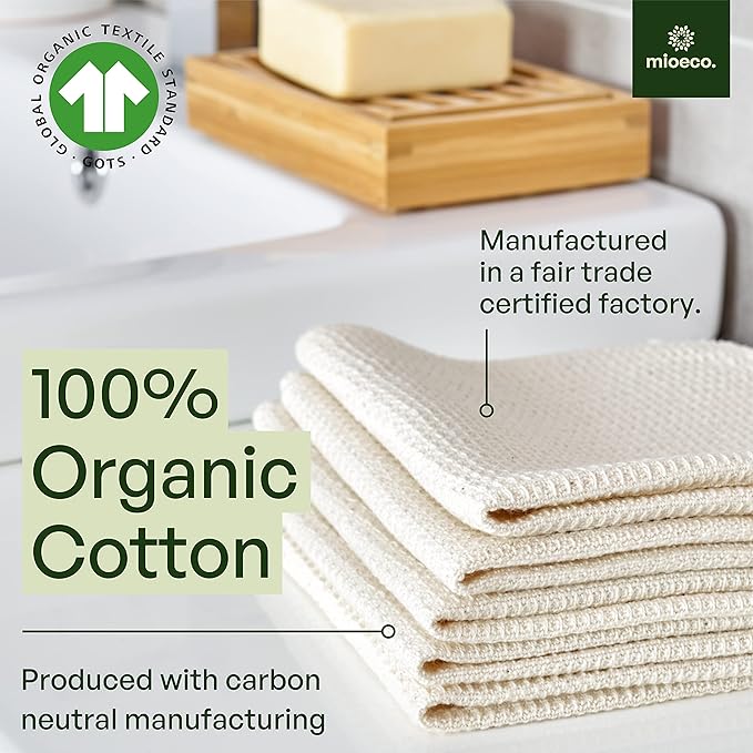 10 Pack Reusable Kitchen Paper Towels Washable - Super Absorbent Natural unPaper Towels - Natural Cotton - Reusable, Paperless Kitchen Dish Cloths - 100% Organic