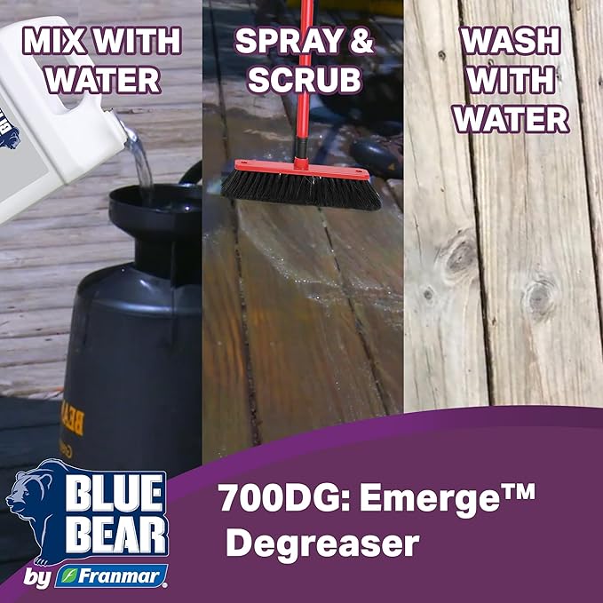 BLUE BEAR 700DG: Emerge Degreaser – Low-Odor, Biodegradable Cleaner Removes Oil, Grease, Dirt & Grime from Concrete, Tile, Wood, Stone & Tools – Safe for Heavy-Duty & Everyday Cleaning – 1 Qt