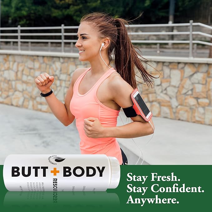 Palm Beach Naturals Butt & Body Rescue Powder for Men & Women – Whole Body Deodorant Absorbs Sweat, Controls Odor & Chafing with Cooling Sensation – Naturally Protects Skin, Talc Free – 4oz
