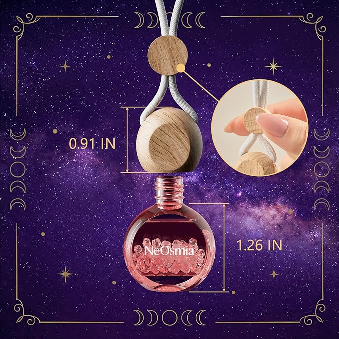Hanging Car Air Freshener, 2 Pack Glass Car Scent Decor with Decorative Crystals, 6 Scents,Teakwood Intense, Long-Lasting Fragrance, Budget Friendly