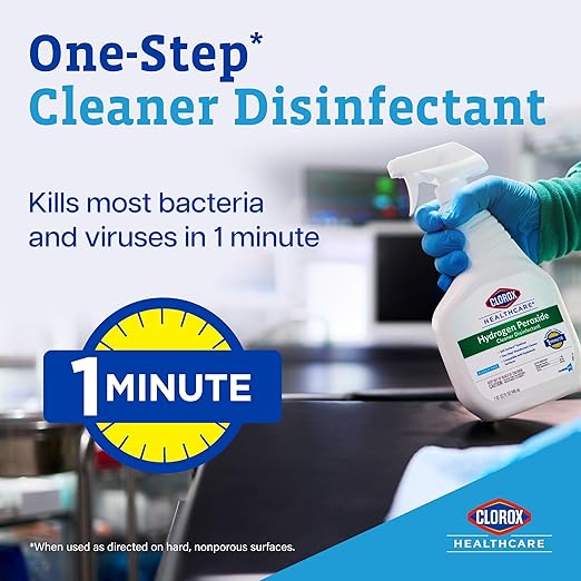 Clorox Healthcare Hydrogen Peroxide Cleaner Disinfectant Refill, Bleach Free, 128 Fluid Ounces, Pack of 4 (Package May Vary)