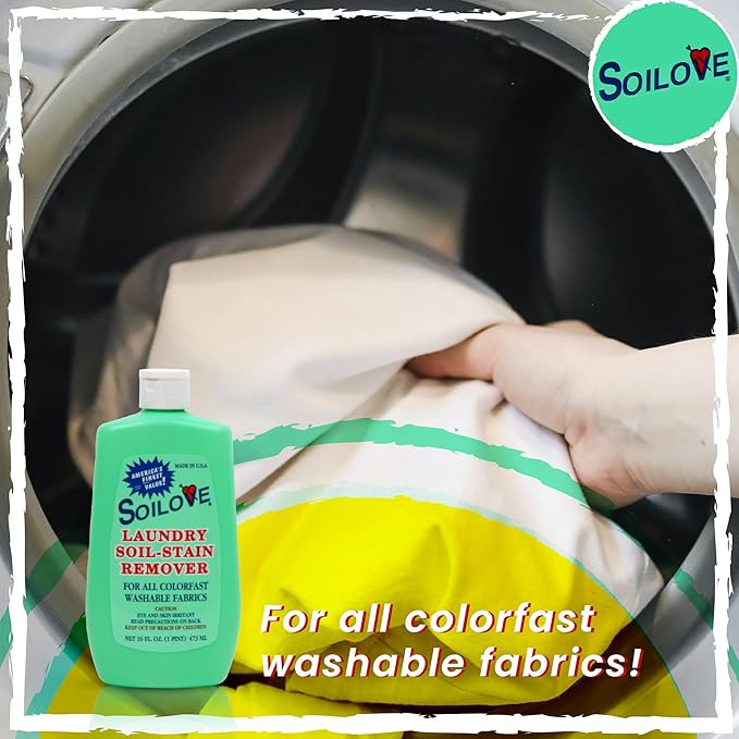 Soilove Laundry Stain Remover Liquid – 6 Bottles (16oz) – Powerful Prewash for Blood, Grease, Ink, Grass, Food, & More – Advanced formula clothes stain remover