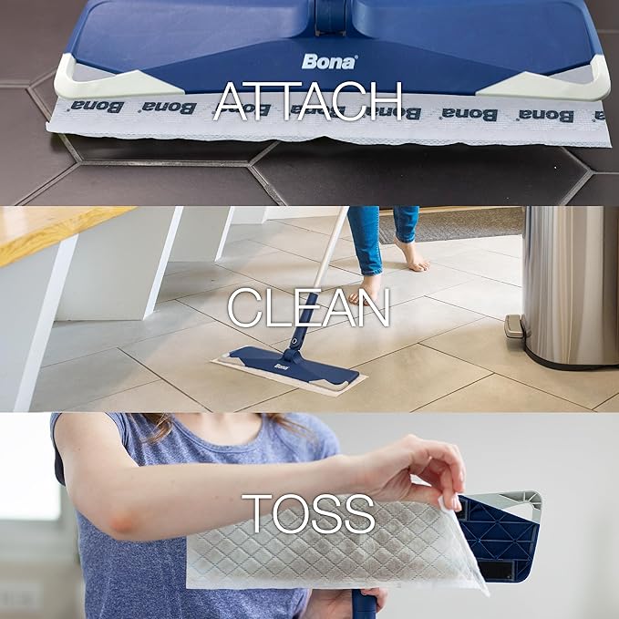 Bona® Disposable Wet Cleaning Pads for Hard-Surface Floors, Lemon Mint Scent 12 Count (Pack of 2)