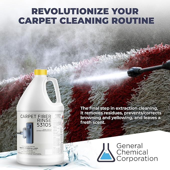 CarpetGeneral- Carpet Fiber Rinse & Odor Neutralizer Solution 53105|Prevent Browning, Bleeding & Odors with Top Carpet Cleaner Liquid|Carpet Fiber Rinse Professional Residue Attracting Agent - Case