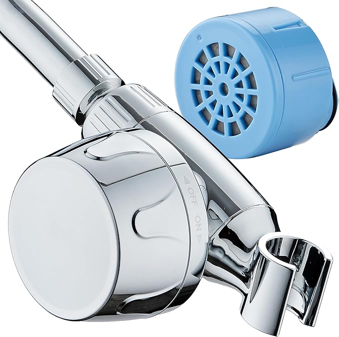 AquaCare Skin & Hair - World's Only Handheld Shower Head Filter with Built-in Hand Shower Bracket, ON/OFF Filtration Modes, Instant Cartridge Reload & Stay-Clean American KDF Cartridge, Chrome Finish