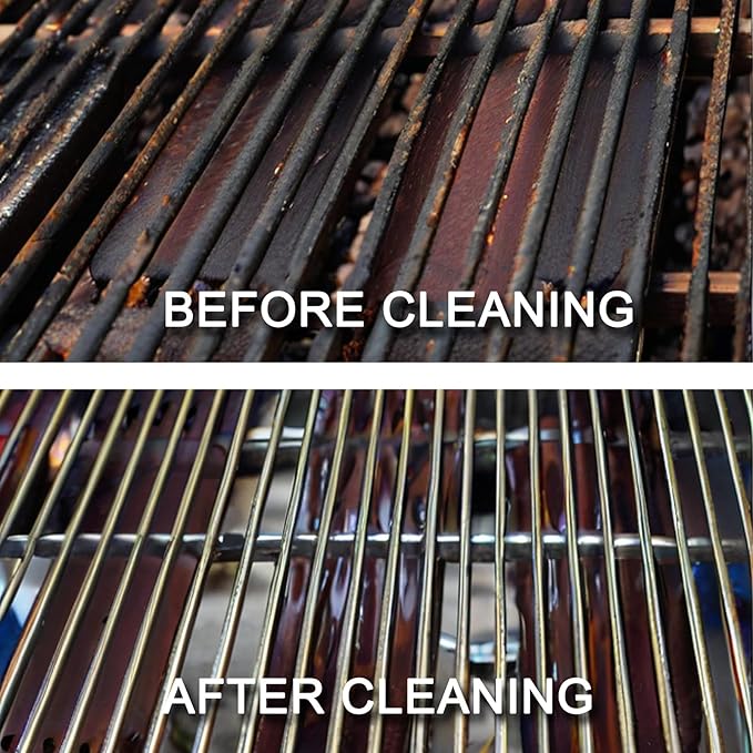 (2Pcs) Bristle-Free Grill Brush & Scraper Set - Safe Stainless Steel BBQ Grate Cleaner for Porcelain/Weber Gas/Charcoal Grills | Heavy Duty Grill Cleaning Kit Accessories (Gifts for Men/Dad)
