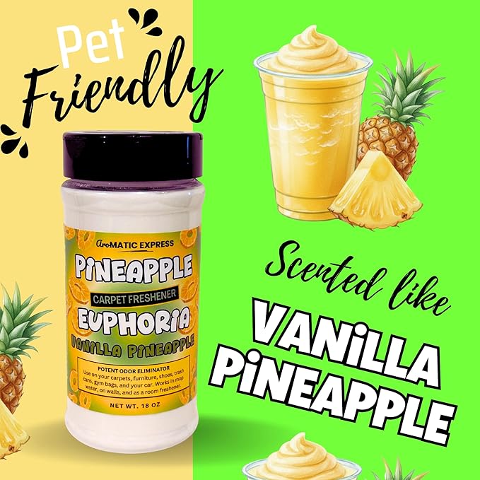 18oz Vanilla Pineapple Carpet Freshener | Pet Odor Eliminating Powder | Pet Urine Odor Remover | Deodorizing Powder | Pet Friendly Fragrances