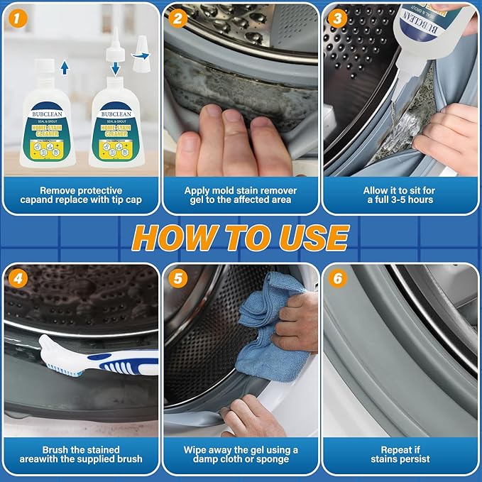 Home Stain Remover Gel Cleaner, Heavy Duty Black Surface Stain Cleaner for Washing Machine, Bathroom Grout, Shower, Bathtub, Tile, Fridge Rubber, Kitchen Sinks, 3 Packs