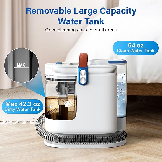 Portable Upholstery and Carpet Cleaner Machine, 15Kpa Spot Cleaner Deep Cleans Pet Stains, Couch Cleaner with 3 Tools and Self-Cleaning System for Area Rugs, Furniture, Stair, Car, Teal