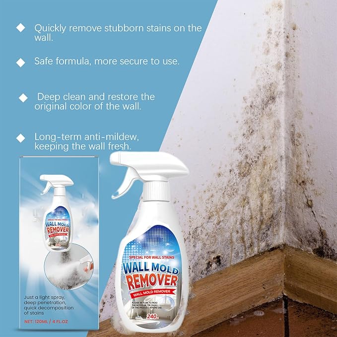 Highly Effective Removal Spray, 8.12 Fl.Oz Wall Cleaner Spray, 2026 New Multifunctional Cleaning Solution, Powerful Stain Remover for Wood, Tile, Fabric, Kitchen & Bathroom Surfaces (1PC)