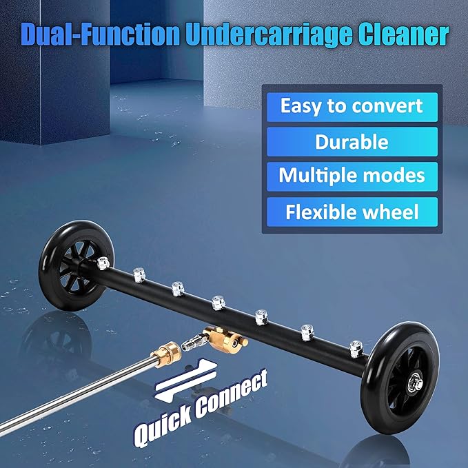 Tool Daily Dual-Function Undercarriage Cleaner, 24 Inch, Water Broom for Pressure Washer with 7 Nozzles, Under Car Washer Attachment, 3 Pcs Extension Wand, 4000 PSI