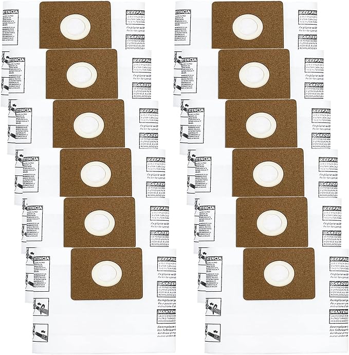 12 Pack 90667 Filter Bags, Type A Collection Bags Compatible with Shop-Vac 1-1.5 Gallon Wet/Dry Vacuum, All Around QAS60, Part# 9066700 9066733