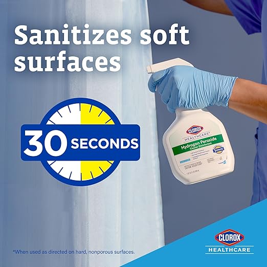 Clorox Healthcare Hydrogen Peroxide Cleaner Disinfectant Refill, Bleach Free, 128 Fluid Ounces, Pack of 4 (Package May Vary)