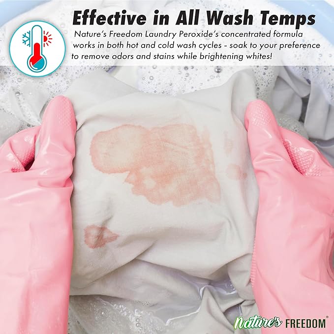 Nature's Freedom Laundry Peroxide, Chlorine-Free Whitening Solution, Stain and Odor Remover, 1 Gallon