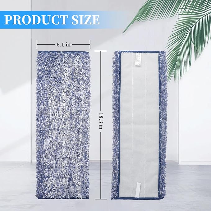 6 Pack Microfiber Dusting Pad Replacement for Bona Family of Mops, Washable & Reusable 18.3 x 6.1 Inch Mop Replacement Pads for Hardwood and Multi-Surface Floors Cleaning Head, Wet/Dry Mop