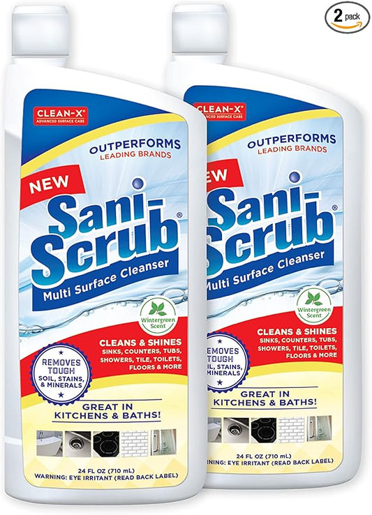 Sani-Scrub Multi Surface Cleanser - Advanced Stain Remover-Cleans & shines sinks, counters, tubs, showers, tile, toilets, floors & more - 2 pack